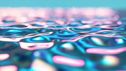 Fototapete - Holographic pastel in generating iridescent waves, blending soft colors surface dynamic, fluid motion
