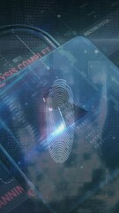 Poster - Animation of charts, processor and inline security padlock on dark background