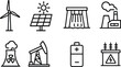 © ahmadkhanartworks - Black-and-White Vector Illustration of Energy & Power Generation – 8-Item Source Identification Grid