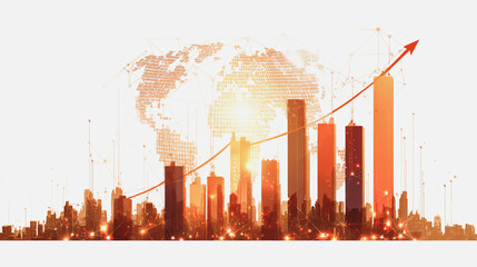 Abstract technology white background. Earth network with glowing nodes and net lines business connection of lines from nodes It is connected to endless nodes and represents the innovation of communica