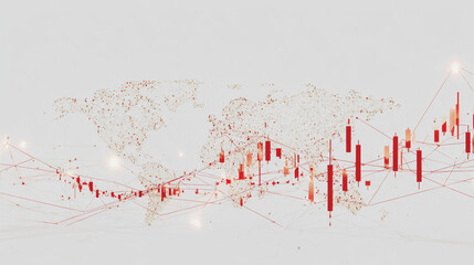 Wall Mural - abstract technology white background. earth network with glowing nodes and net lines business connec