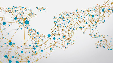 Wall Mural - abstract technology white background. earth network with glowing nodes and net lines business connec