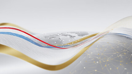 Wall Mural - abstract technology white background. earth network with glowing nodes and net lines business connec