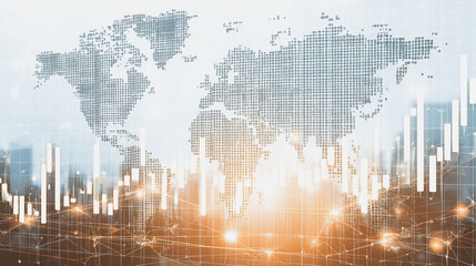 Wall Mural - abstract technology white background. earth network with glowing nodes and net lines business connec