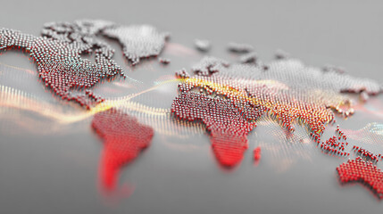 Wall Mural - abstract technology white background. earth network with glowing nodes and net lines business connec
