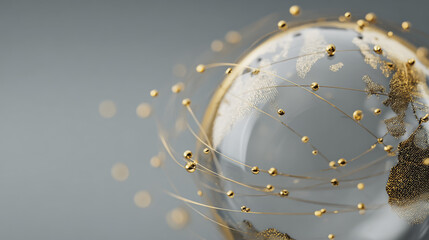Wall Mural - abstract technology white background. earth network with glowing nodes and net lines business connec