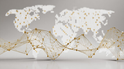 Wall Mural - abstract technology white background. earth network with glowing nodes and net lines business connec