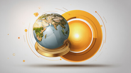 Wall Mural - abstract technology white background. earth network with glowing nodes and net lines business connec