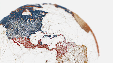 Wall Mural - abstract technology white background. earth network with glowing nodes and net lines business connec