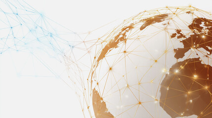 Wall Mural - abstract technology white background. earth network with glowing nodes and net lines business connec