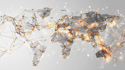 Wall Mural - abstract technology white background. earth network with glowing nodes and net lines business connec
