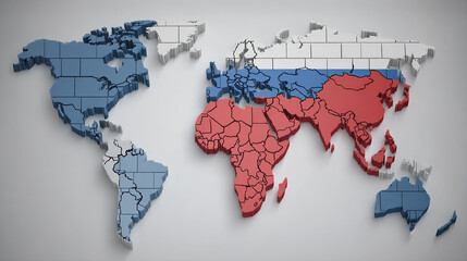 Wall Mural - abstract technology white background. earth network with glowing nodes and net lines business connec