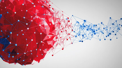Wall Mural - abstract technology white background. earth network with glowing nodes and net lines business connec