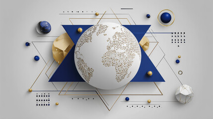 Wall Mural - abstract technology white background. earth network with glowing nodes and net lines business connec