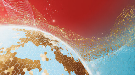 Wall Mural - abstract technology white background. earth network with glowing nodes and net lines business connec
