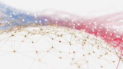 Wall Mural - abstract technology white background. earth network with glowing nodes and net lines business connec
