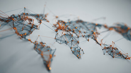 Wall Mural - abstract technology white background. earth network with glowing nodes and net lines business connec