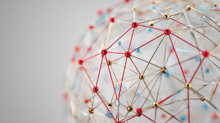 Wall Mural - abstract technology white background. earth network with glowing nodes and net lines business connec