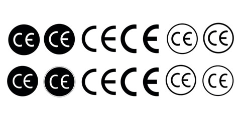 Aufkleber - CE mark icon in different flat style. CE marking symbol. Set of CE Conformity Markings in Various Styles. CE mark in flat style. CE symbol, sign, logo, emblem. Quality design element isolated on white