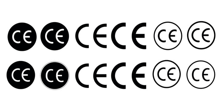 CE mark icon in different flat style. CE marking symbol. Set of CE Conformity Markings in Various Styles. CE mark in flat style. CE symbol, sign, logo, emblem. Quality design element isolated on white