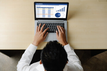 Poster - Spreadsheet document information financial startup concept. data and graphs in spreadsheet documents for online analysis project dashboard accounting digital snugly