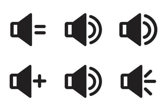Mute sound icon vector set. Black and white.