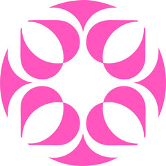 Poster - Abstract Pink Floral Design on Transparent Backdrop A Modern Decorative Element with Symmetrical Petal Arrangement for Creative Projects and Artistic Compositions