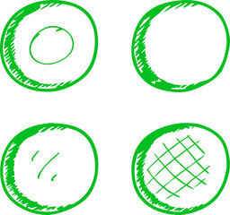 Poster - Green Circle Scribbles on Transparent Backdrop A Playful Collection of Hand Drawn Circular Designs for Creative Projects and Artistic Visuals with a Modern Touch