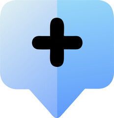 Poster - Blue Speech Bubble with Plus Sign Icon for Social Media and User Interface Design, Featuring Gradient Background and Rounded Corners for Modern Communication