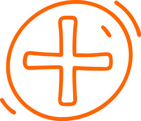 Poster - A Vibrant Orange Plus Sign Icon Encapsulated in a Circle, Symbolizing Addition and Positivity, Set Against a Transparent Backdrop for Versatile Design Integration