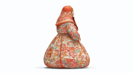 Poster - Animated Russian Doll: Traditional Costume, Isolated on White Background