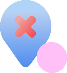 Poster - A Playful Pinpoint Icon with a Red 'X' and a Pink Circle, Set Against a Transparent Background, Perfect for Mapping Applications and Location-Based Designs