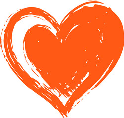 Poster - Expressive Orange Heart Sketch on Transparent Backdrop A Symbol of Passionate Emotion and Artistic Flair Perfect for Designs Conveying Warmth and Creativity