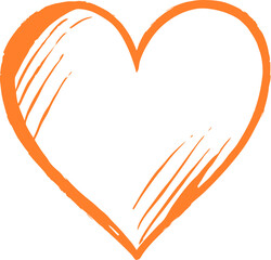Poster - Orange Heart Outline with Diagonal Lines A Simple and Modern Design Element on Transparent Background for Creative Projects and Graphic Arts