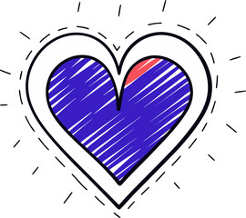 Poster - Vibrant Heart with Colorful Hatching A Playful and Energetic Design Element on Transparent Background for Creative Projects and Graphic Arts