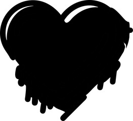 Poster - Abstract Black Heart with Dripping Paint Effect on Transparent Background A Contemporary Graphic Symbol for Artistic Expression and Creative Visuals