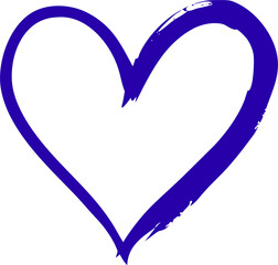 Poster - Expressive Indigo Heart Outline on Transparent Backdrop A Bold Symbol of Emotion and Connection in a Modern Design Perfect for Digital Art and Creative Projects