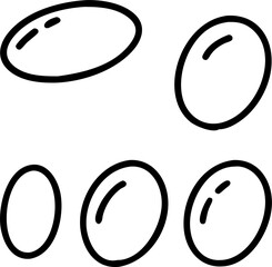  - Collection of Simple Oval Shapes with Black Outlines on Transparent Background, Ideal for Basic Design Elements, Abstract Art, and Creative Projects