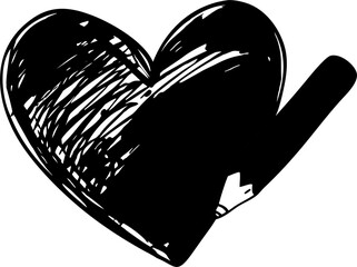 Poster - Hand-Drawn Heart Icon with Check Mark, Perfect for Designs Related to Approval, Agreement, and Positive Feedback on a Transparent Background for Versatile Use