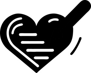  - Stylized Heart Icon with Lines and a Pen, Ideal for Creative Projects and Designs Related to Writing, Drawing, and Artistic Expression on Transparent Backdrop