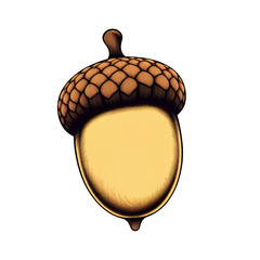 Poster - Illustration of a single acorn with a brown cap against a solid on transparent background