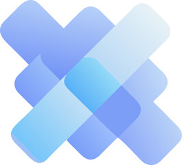 Poster - Abstract Interlocking Blue Shapes with Soft Gradients on a Transparent Background, Ideal for Modern Design Projects and Digital Art Compositions