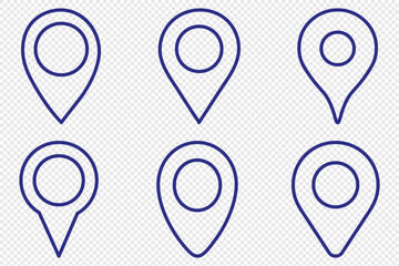 Poster - Location pin icon Set. Set of map pin icons. Design can use for web and mobile app. Maps pin. Location map line icon. Vector outline illustration. 
