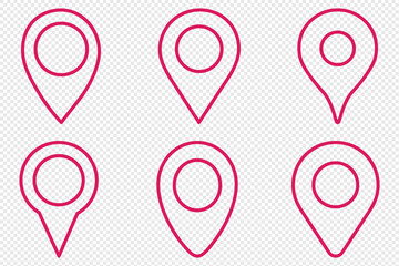 Poster - Location pin icon Set. Set of map pin icons. Design can use for web and mobile app. Maps pin. Location map line icon. Vector outline illustration. 