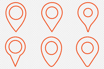 Poster - Location pin icon Set. Set of map pin icons. Design can use for web and mobile app. Maps pin. Location map line icon. Vector outline illustration. 
