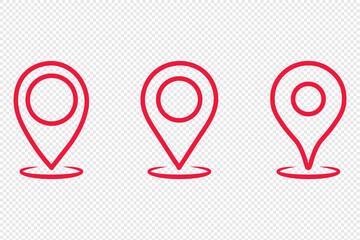Poster - Vector Location pin outline icon Set. Simple location pin icon on transparent background, perfect for maps, navigation, and geographic tools. Line style location icon set.