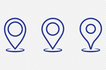 Poster - Vector Location pin outline icon Set. Simple location pin icon on transparent background, perfect for maps, navigation, and geographic tools. Line style location icon set.