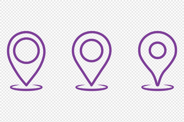 Poster - Vector Location pin outline icon Set. Simple location pin icon on transparent background, perfect for maps, navigation, and geographic tools. Line style location icon set.