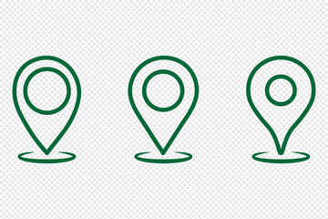 Poster - Vector Location pin outline icon Set. Simple location pin icon on transparent background, perfect for maps, navigation, and geographic tools. Line style location icon set.