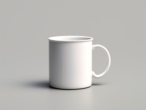 Blank white mug on a neutral background.